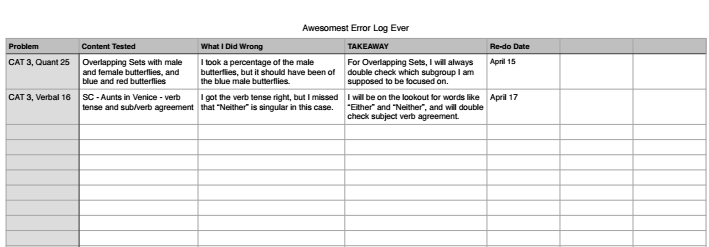 Manhattan Prep GMAT Blog - The #1 Way to Raise Your GMAT Score: The Error Log!! by Elaine Loh